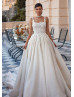 Square Neck Ivory 3D Lace Glitter Tulle Awesome Wedding Dress